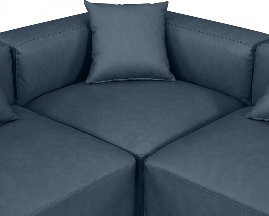Meridian Furniture - Cube 144" Vegan Leather Upholstered 8 Piece Modular Sectional - 668Navy-Sec8A - GreatFurnitureDeal