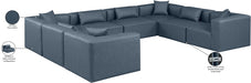 Meridian Furniture - Cube 144" Vegan Leather Upholstered 8 Piece Modular Sectional - 668Navy-Sec8A - GreatFurnitureDeal