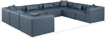 Meridian Furniture - Cube 144" Vegan Leather Upholstered 8 Piece Modular Sectional - 668Navy-Sec8A - GreatFurnitureDeal