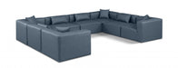 Meridian Furniture - Cube 144" Vegan Leather Upholstered 8 Piece Modular Sectional - 668Navy-Sec8A - GreatFurnitureDeal