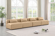 Meridian Furniture - Cube 144" Vegan Leather Upholstered 4 Piece Armless Modular Sofa - 668Tan-S144A - GreatFurnitureDeal