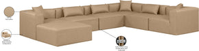 Meridian Furniture - Cube 144" Vegan Leather Upholstered 7 Piece Modular Sectional - 668Tan-Sec7A - GreatFurnitureDeal