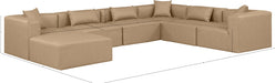 Meridian Furniture - Cube 144" Vegan Leather Upholstered 7 Piece Modular Sectional - 668Tan-Sec7A - GreatFurnitureDeal