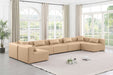 Meridian Furniture - Cube 180" Vegan Leather Upholstered 7 Piece Modular Sectional - 668Tan-Sec7B - GreatFurnitureDeal