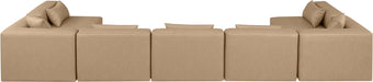 Meridian Furniture - Cube 180" Vegan Leather Upholstered 7 Piece Modular Sectional - 668Tan-Sec7B - GreatFurnitureDeal