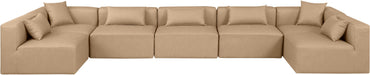 Meridian Furniture - Cube 180" Vegan Leather Upholstered 7 Piece Modular Sectional - 668Tan-Sec7B - GreatFurnitureDeal