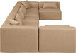 Meridian Furniture - Cube 180" Vegan Leather Upholstered 7 Piece Modular Sectional - 668Tan-Sec7B - GreatFurnitureDeal