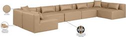 Meridian Furniture - Cube 180" Vegan Leather Upholstered 7 Piece Modular Sectional - 668Tan-Sec7B - GreatFurnitureDeal
