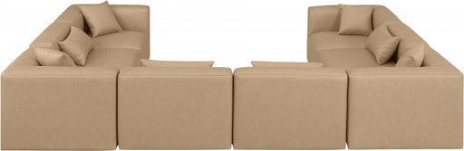 Meridian Furniture - Cube 144" Vegan Leather Upholstered 8 Piece Modular Sectional - 668Tan-Sec8A - GreatFurnitureDeal