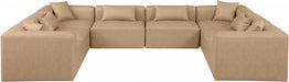 Meridian Furniture - Cube 144" Vegan Leather Upholstered 8 Piece Modular Sectional - 668Tan-Sec8A - GreatFurnitureDeal