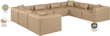 Meridian Furniture - Cube 144" Vegan Leather Upholstered 8 Piece Modular Sectional - 668Tan-Sec8A - GreatFurnitureDeal