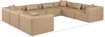 Meridian Furniture - Cube 144" Vegan Leather Upholstered 8 Piece Modular Sectional - 668Tan-Sec8A - GreatFurnitureDeal