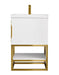 James Martin Furniture - Columbia 24" Single Vanity, Glossy White, Radiant Gold w/ White Glossy Composite Stone Top - 883-V24-GW-RG-WG - GreatFurnitureDeal