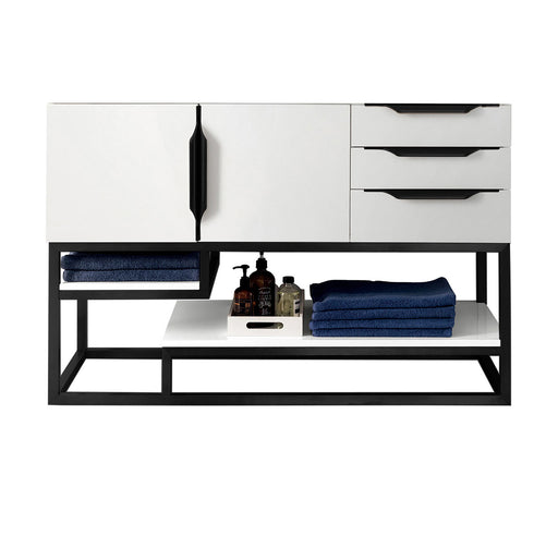 James Martin Furniture - Columbia 48" Single Vanity Cabinet, Glossy White, Matte Black - 983-V48-GW-MB - GreatFurnitureDeal