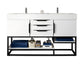 James Martin Furniture - Columbia 59" Double Vanity Cabinet, Glossy White, Matte Black - 983-V59D-GW-MB - GreatFurnitureDeal