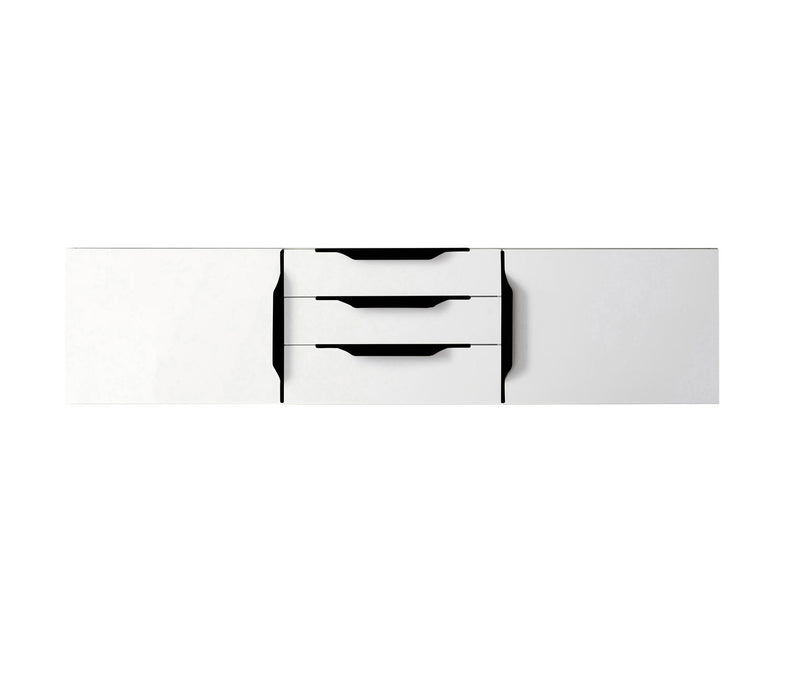 James Martin Furniture - Columbia 59" Double Wall Mount Vanity Cabinet, Glossy White, Matte Black - 983-V59D-W-GW-B - GreatFurnitureDeal