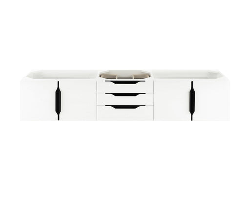 James Martin Furniture - Columbia 72" Single Wall Mount Vanity Cabinet, Glossy White, Matte Black - 983-V72S-W-GW-B - GreatFurnitureDeal