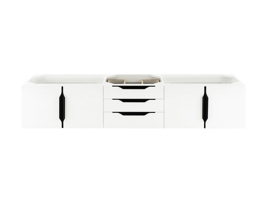 James Martin Furniture - Columbia 72" Single Wall Mount Vanity Cabinet, Glossy White, Matte Black - 983-V72S-W-GW-B - GreatFurnitureDeal