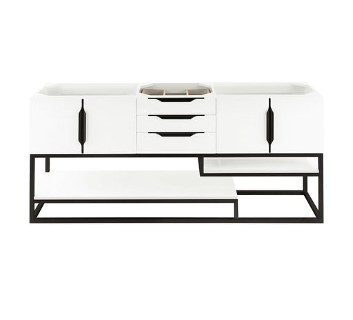 James Martin Furniture - Columbia 72" Single Vanity Cabinet, Glossy White, Matte Black - 983-V72S-GW-MB - GreatFurnitureDeal