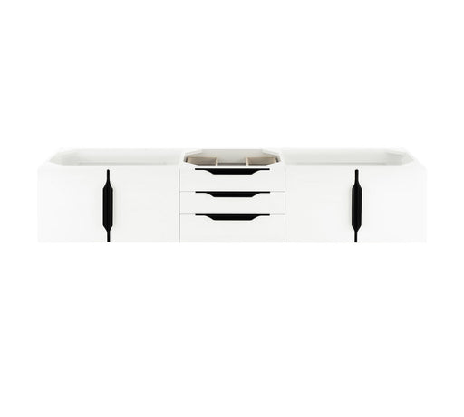 James Martin Furniture - Columbia 72" Double Wall Mount Vanity Cabinet, Glossy White, Matte Black - 983-V72D-W-GW-B - GreatFurnitureDeal