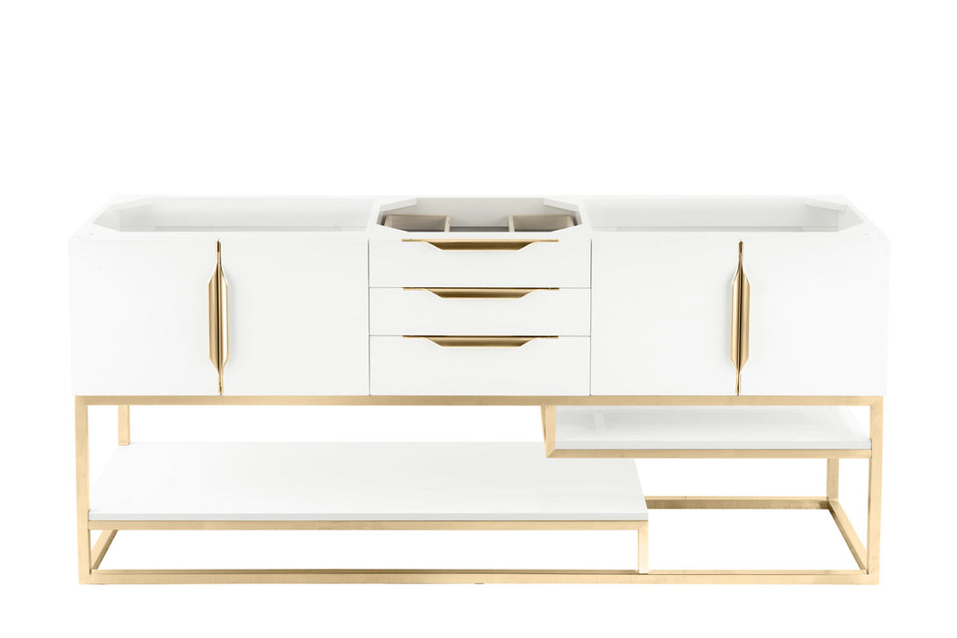 James Martin Furniture - Columbia 72" Single Vanity Cabinet, Glossy White, Radiant Gold - 983-V72S-GW-RG - GreatFurnitureDeal