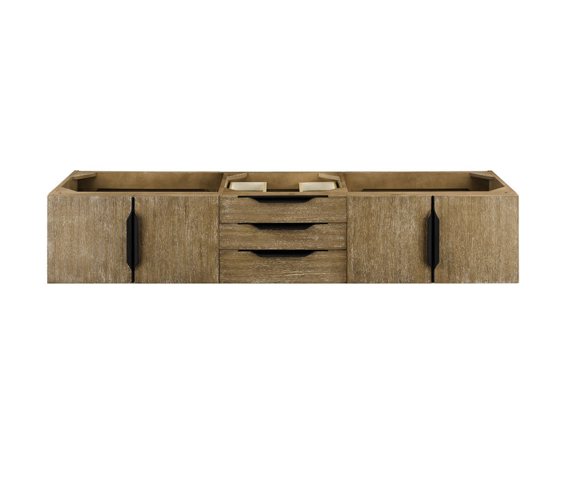 James Martin Furniture - Columbia 72" Single Wall Mount Vanity Cabinet, Latte Oak, Matte Black - 983-V72S-W-LO-B - GreatFurnitureDeal