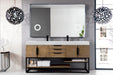 James Martin Furniture - Columbia 72" Double Vanity, Latte Oak, Matte Black w/ Glossy White Composite Stone Top - 983-V72D-LTO-MB-GW - GreatFurnitureDeal