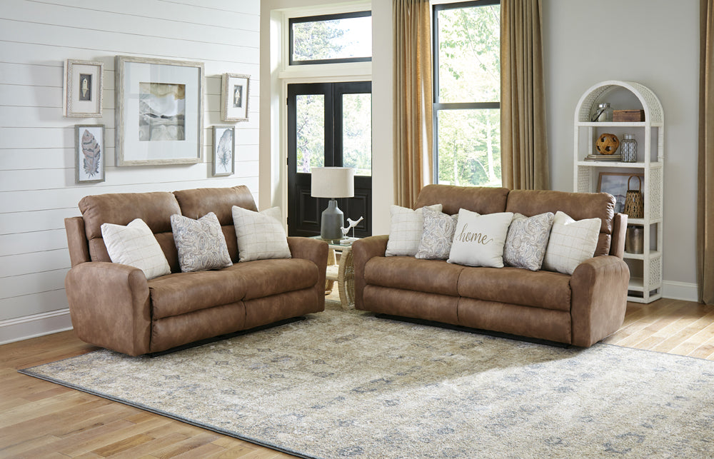 Catnapper - Justine 3 Piece Reclining Living Room Set in Burlap/Wheat - 3881-82-80-WHEAT - GreatFurnitureDeal