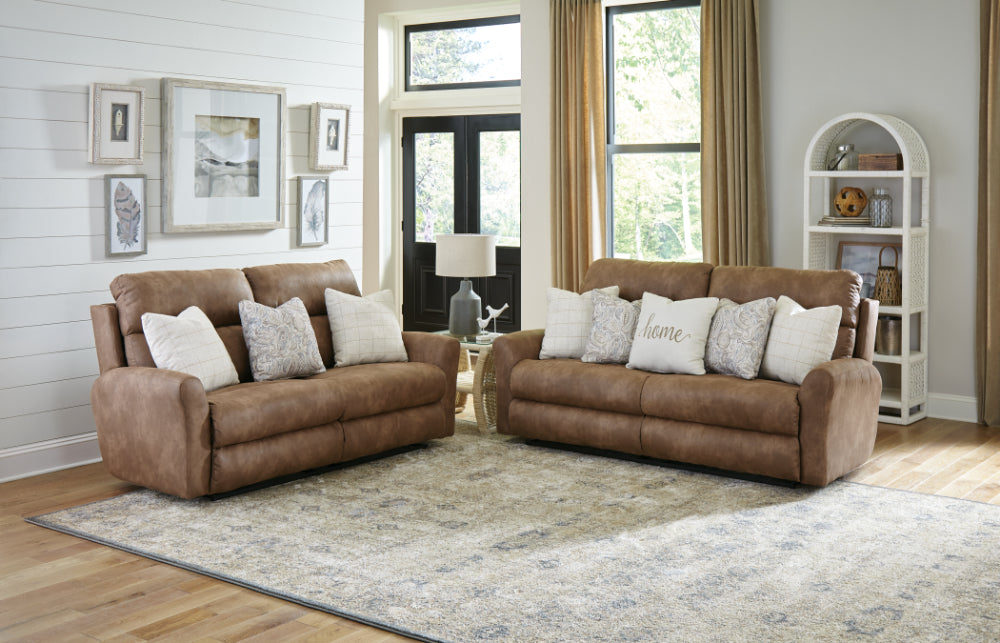 Catnapper - Justine Lay Flat Reclining Loveseat in Burlap/Wheat - 3882-WHEAT - GreatFurnitureDeal