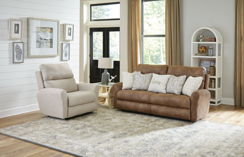 Catnapper - Justine 4 Piece Reclining Living Room Set in Burlap/Wheat - 3881-82-80-12-WHEAT
