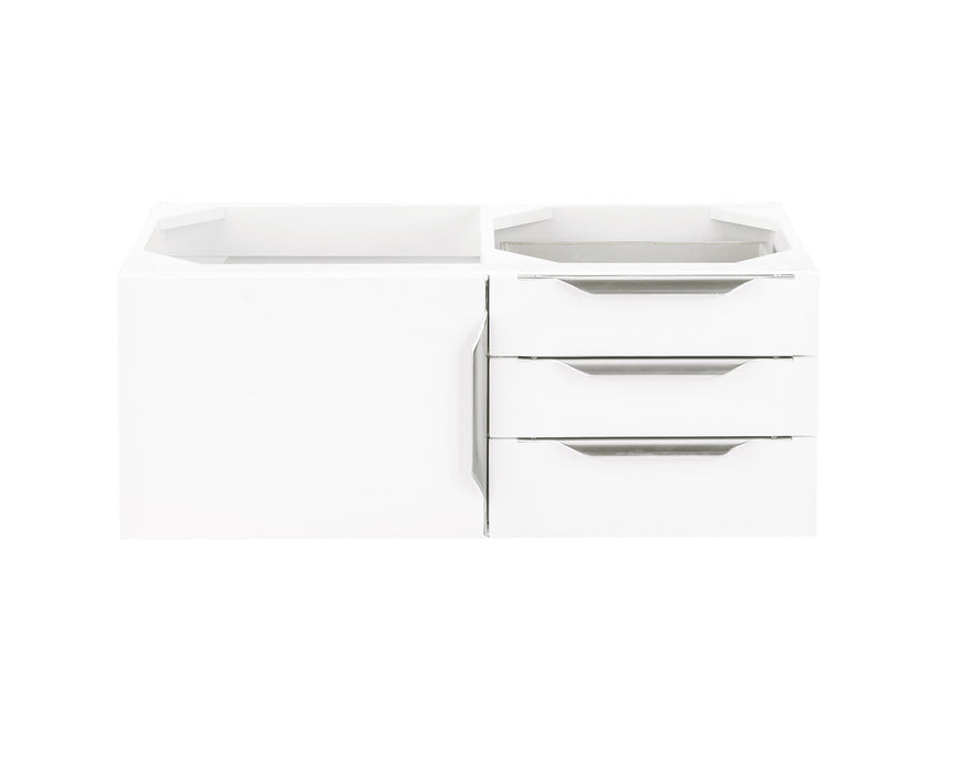 James Martin Furniture - Columbia 36" Single Wall Mount Vanity Cabinet, Glossy White, Brushed Nickel - 983-V36-W-GW-N - GreatFurnitureDeal