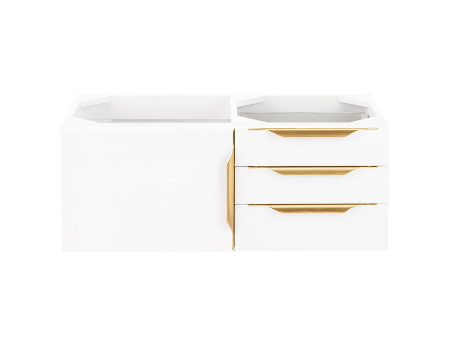 James Martin Furniture - Columbia 36" Single Wall Mount Vanity Cabinet, Glossy White, Radiant Gold - 983-V36-W-GW-G - GreatFurnitureDeal