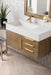 James Martin Furniture - Columbia 36" Single Wall Mount Vanity, Latte Oak, Radiant Gold w/ Glossy White Composite Stone Top - 983-V36-W-LO-G-GW - GreatFurnitureDeal