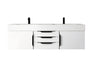 James Martin Furniture - Columbia 59" Double Wall Mount Vanity, Glossy White, Matte Black w/ Glossy White Composite Stone Top - 983-V59D-W-GW-B-GW - GreatFurnitureDeal