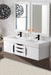 James Martin Furniture - Columbia 59" Double Wall Mount Vanity, Glossy White, Matte Black w/ Glossy White Composite Stone Top - 983-V59D-W-GW-B-GW - GreatFurnitureDeal