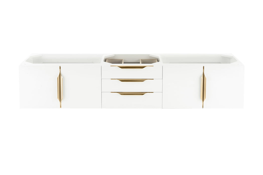 James Martin Furniture - Columbia 72" Double Wall Mount Vanity Cabinet, Glossy White, Radiant Gold - 983-V72D-W-GW-G - GreatFurnitureDeal