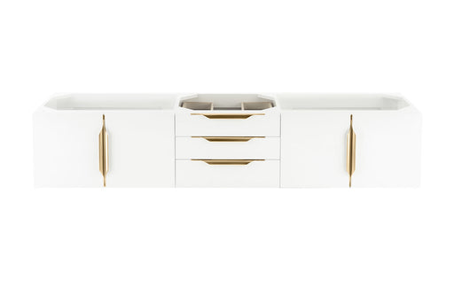 James Martin Furniture - Columbia 72" Double Wall Mount Vanity Cabinet, Glossy White, Radiant Gold - 983-V72D-W-GW-G - GreatFurnitureDeal