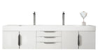 James Martin Furniture - Columbia 72" Double Wall Mount Vanity, Glossy White, Brushed Nickel w/ Glossy White Composite Stone Top - 983-V72D-W-GW-N-GW - GreatFurnitureDeal