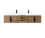 James Martin Furniture - Columbia 72" Double Wall Mount Vanity, Latte Oak, Matte Black w/ Glossy White Composite Stone Top - 983-V72D-W-LO-B-GW - GreatFurnitureDeal