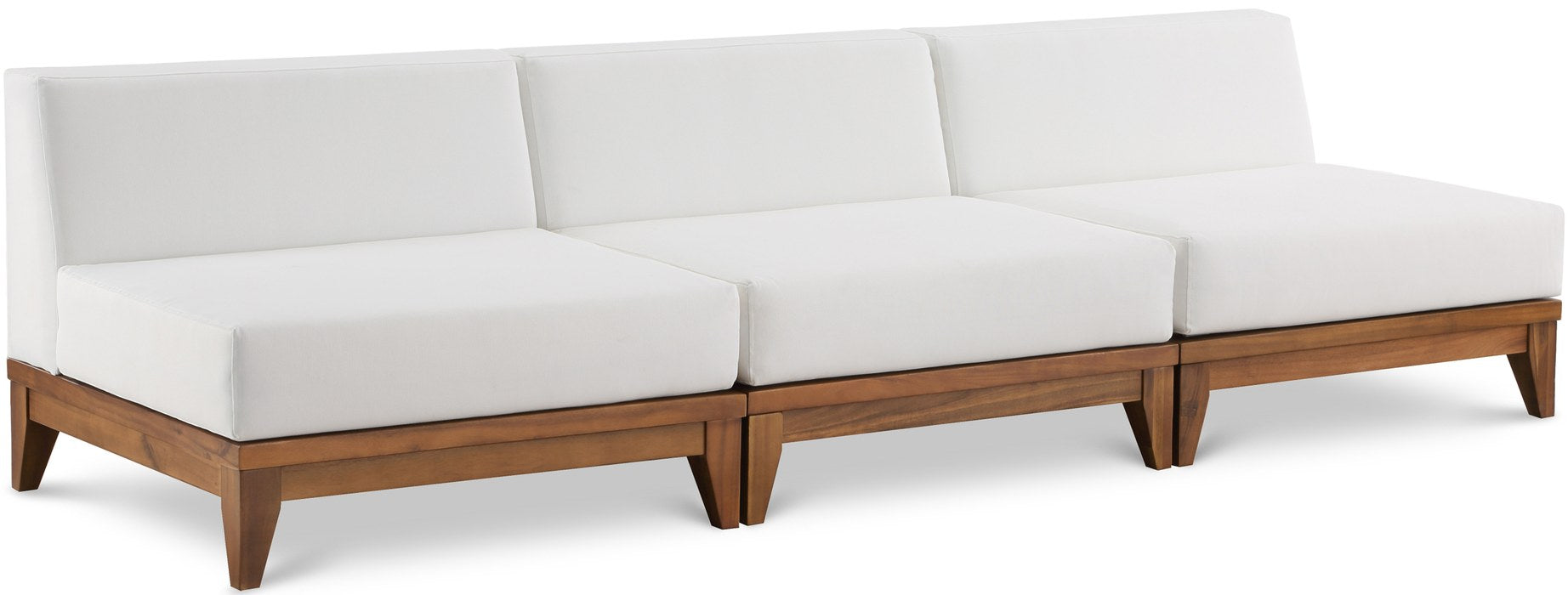 Meridian Furniture - Rio 103.5" Off White Off White Water Resistant Fabric Upholstered 3pc. Armless Chair - 389White-S104 - GreatFurnitureDeal