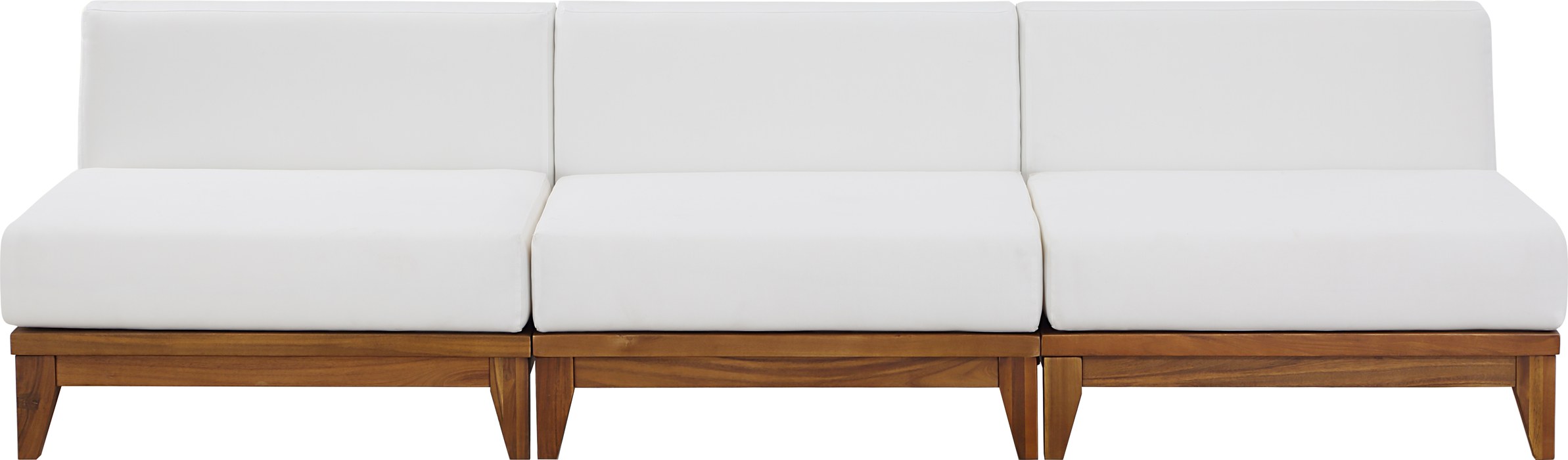 Meridian Furniture - Rio 103.5" Off White Off White Water Resistant Fabric Upholstered 3pc. Armless Chair - 389White-S104 - GreatFurnitureDeal