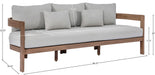 Meridian Furniture - Newport 86.75" Grey Water Resistant Fabric Upholstered Outdoor Patio Sofa - 396Grey-S - GreatFurnitureDeal