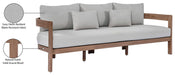 Meridian Furniture - Newport 86.75" Grey Water Resistant Fabric Upholstered Outdoor Patio Sofa - 396Grey-S - GreatFurnitureDeal