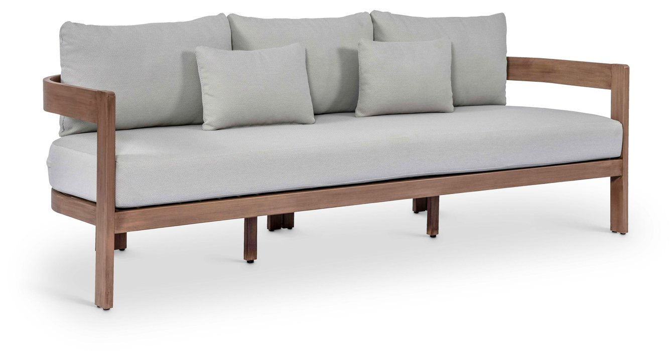 Meridian Furniture - Newport 86.75" Grey Water Resistant Fabric Upholstered Outdoor Patio Sofa - 396Grey-S - GreatFurnitureDeal