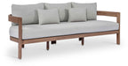 Meridian Furniture - Newport 86.75" Grey Water Resistant Fabric Upholstered Outdoor Patio Sofa - 396Grey-S - GreatFurnitureDeal