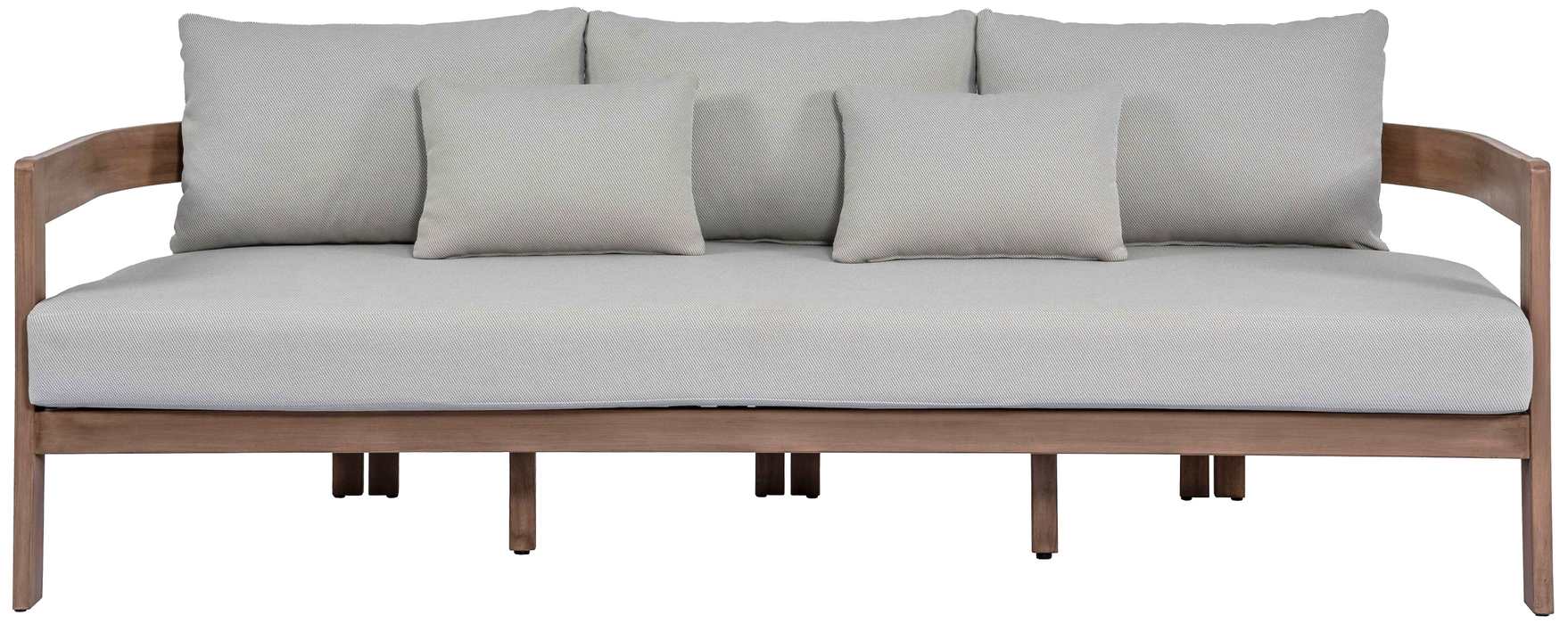 Meridian Furniture - Newport 86.75" Grey Water Resistant Fabric Upholstered Outdoor Patio Sofa - 396Grey-S - GreatFurnitureDeal
