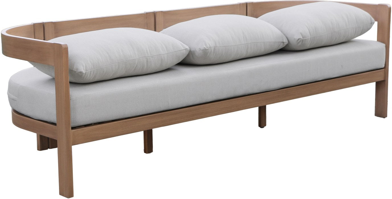 Meridian Furniture - Newport 86.75" Grey Water Resistant Fabric Upholstered Outdoor Patio Sofa - 396Grey-S - GreatFurnitureDeal