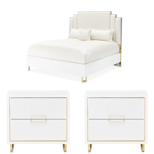 AICO Furniture - Palm Gate 3 Piece Eastern King Platform Bedroom Set In Cloud White - 9086000EK3-108-3SET - GreatFurnitureDeal