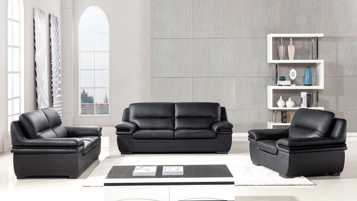 American Eagle Furniture - EK-B113 Black Genuine Leather Sofa - EK-B113-BK-SF