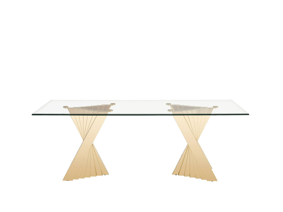 VIG Furniture - Modrest Buquet - Glam Glass + Champagne Gold Rectangular Dining Table - VGZA-T124-GLD - GreatFurnitureDeal